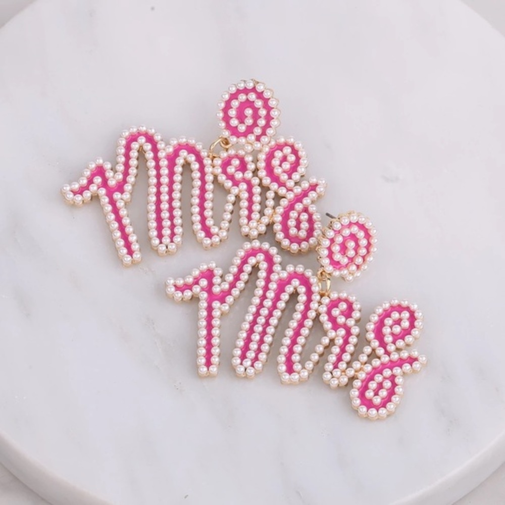 MRS statement pearl beaded earrings